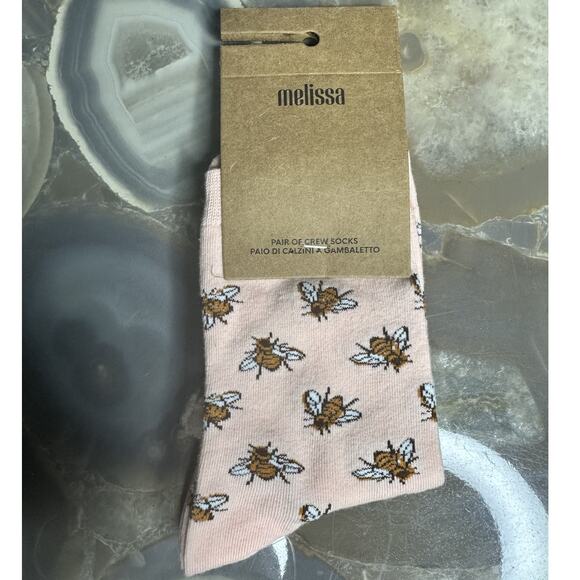 Melissa Girl's Pair Of Crew Socks, Bumble Bee Print Size US 6 To 7, NEW - Picture 3 of 4